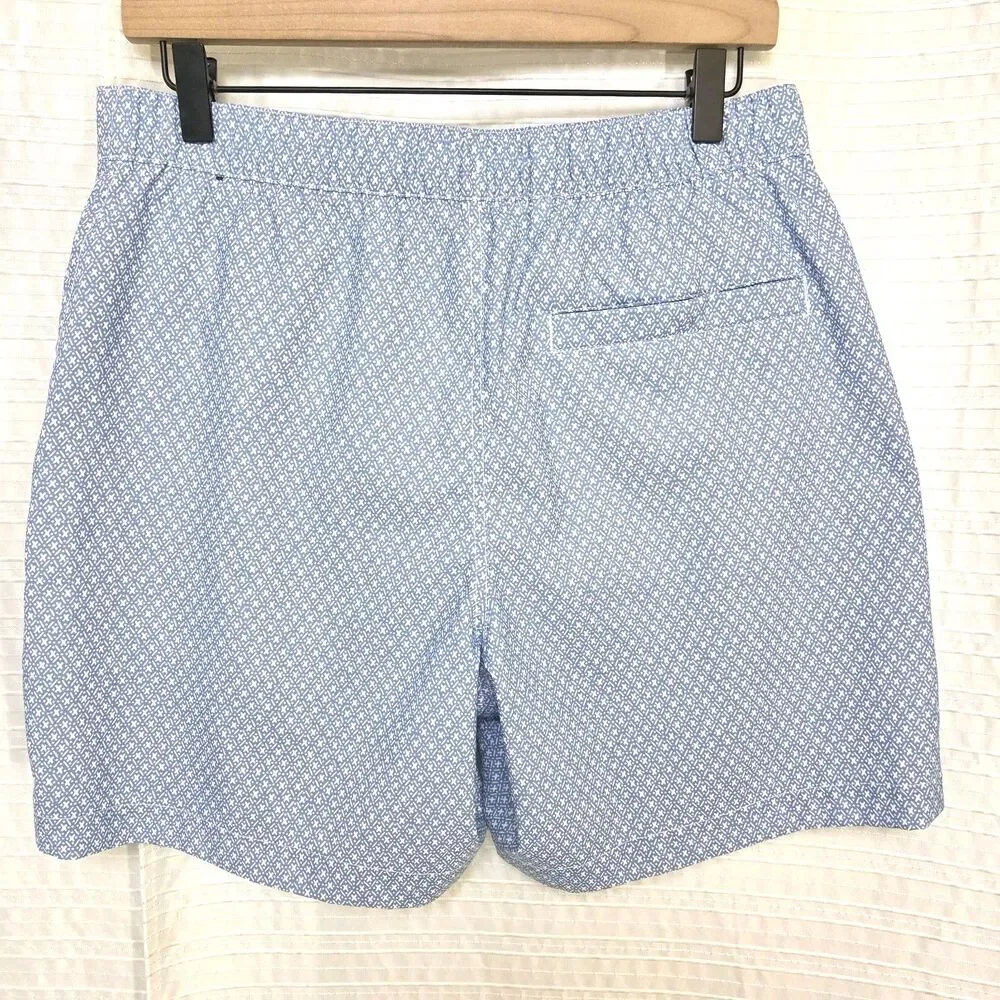Abercrombie & Fitch Woven Mesh Lined Swim Shorts Men's - SEE MEAS Blue/Geomet